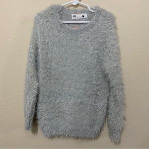 Cotton On Kids Grey & Silver fuzzy sweater 4T